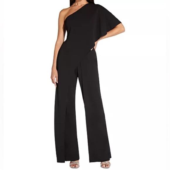 Adrianna Papell One-Shoulder Jumpsuit Black Women’s Sz 8 - Picture 1 of 9